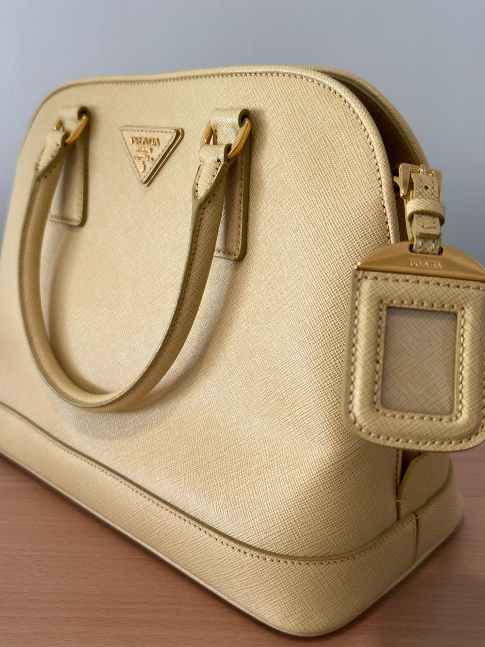 Authentic Prada Saffiano Lux Parabole Yellow Tote